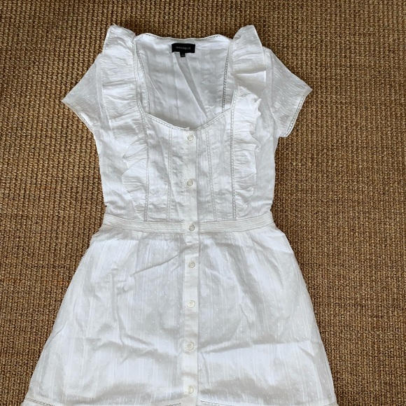 MAJORELLE Crazy for You white button up dress XS with ruffles - Picture 2 of 4